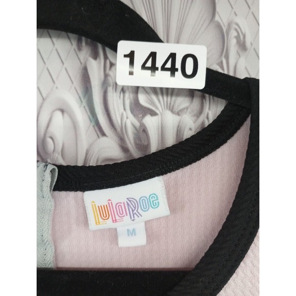 LuLaRoe Dress Womens Size M Pastel Pink & Black Fit & Flare Back Zipper Textured - Picture 2 of 16